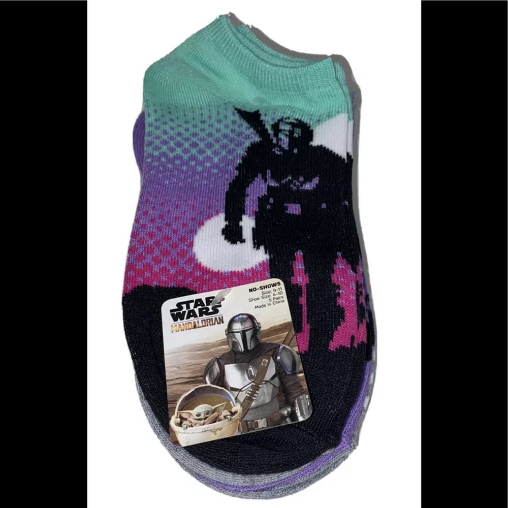 Star Wars Mandalorian No Show Socks 5 Pair Women 4-10 Multicolor Yoda Grogu NEW!